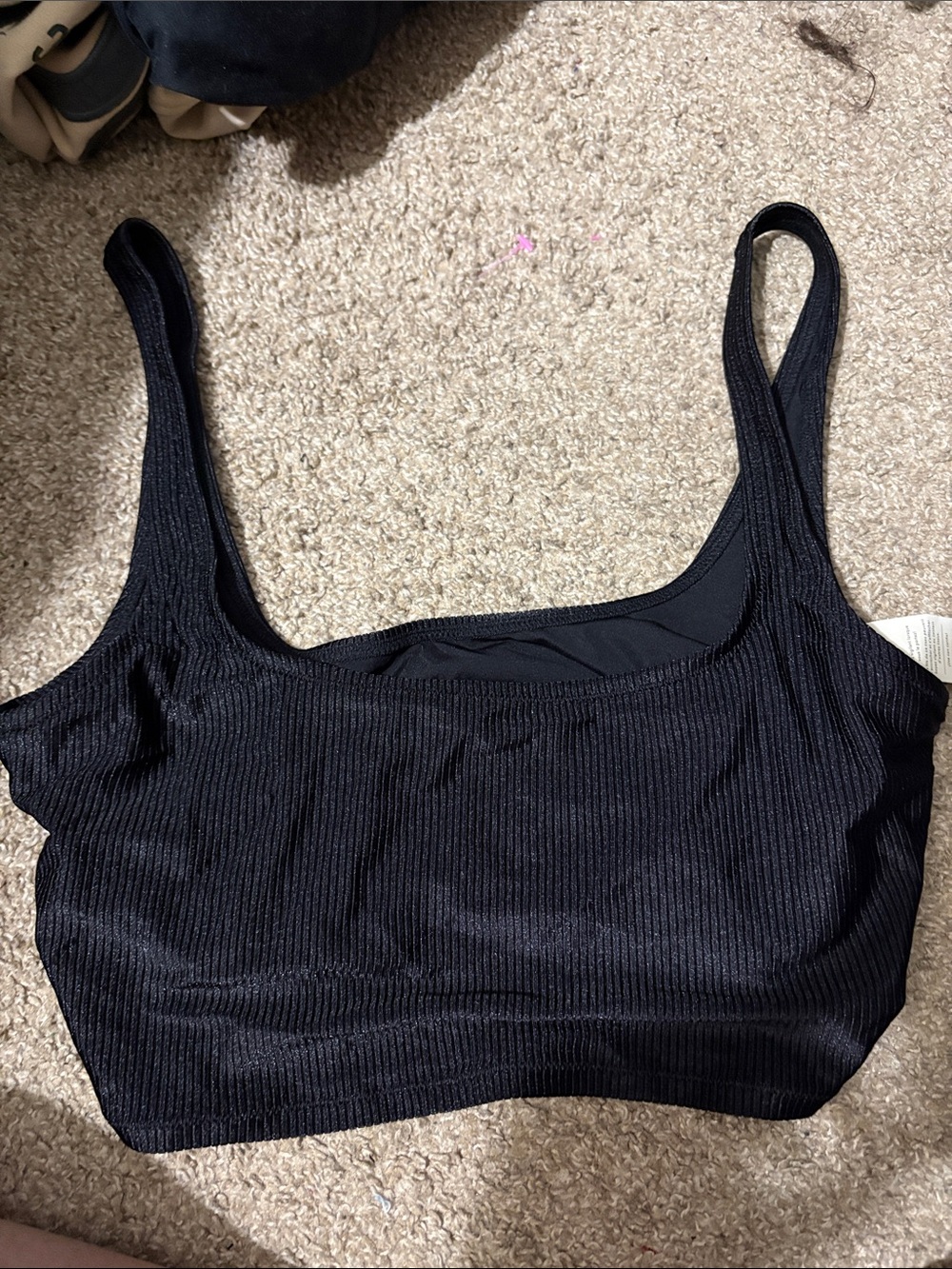 NWT Aerie Bikini Black Bathing Suit Top Size XL